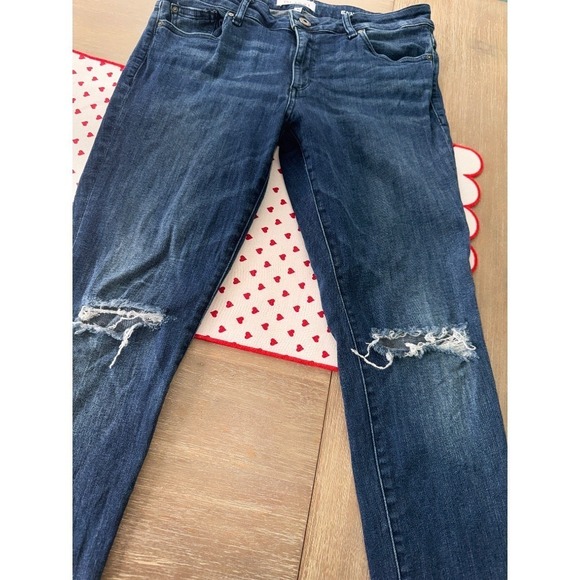 DL1961 Emma Legging Ankle Distressed Jeans Dark Wash Denim Size 31 - Picture 2 of 8